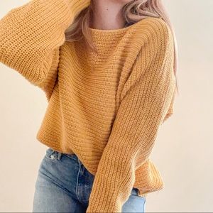 Forever 21 Mustard Yellow Boat Neck Sweater